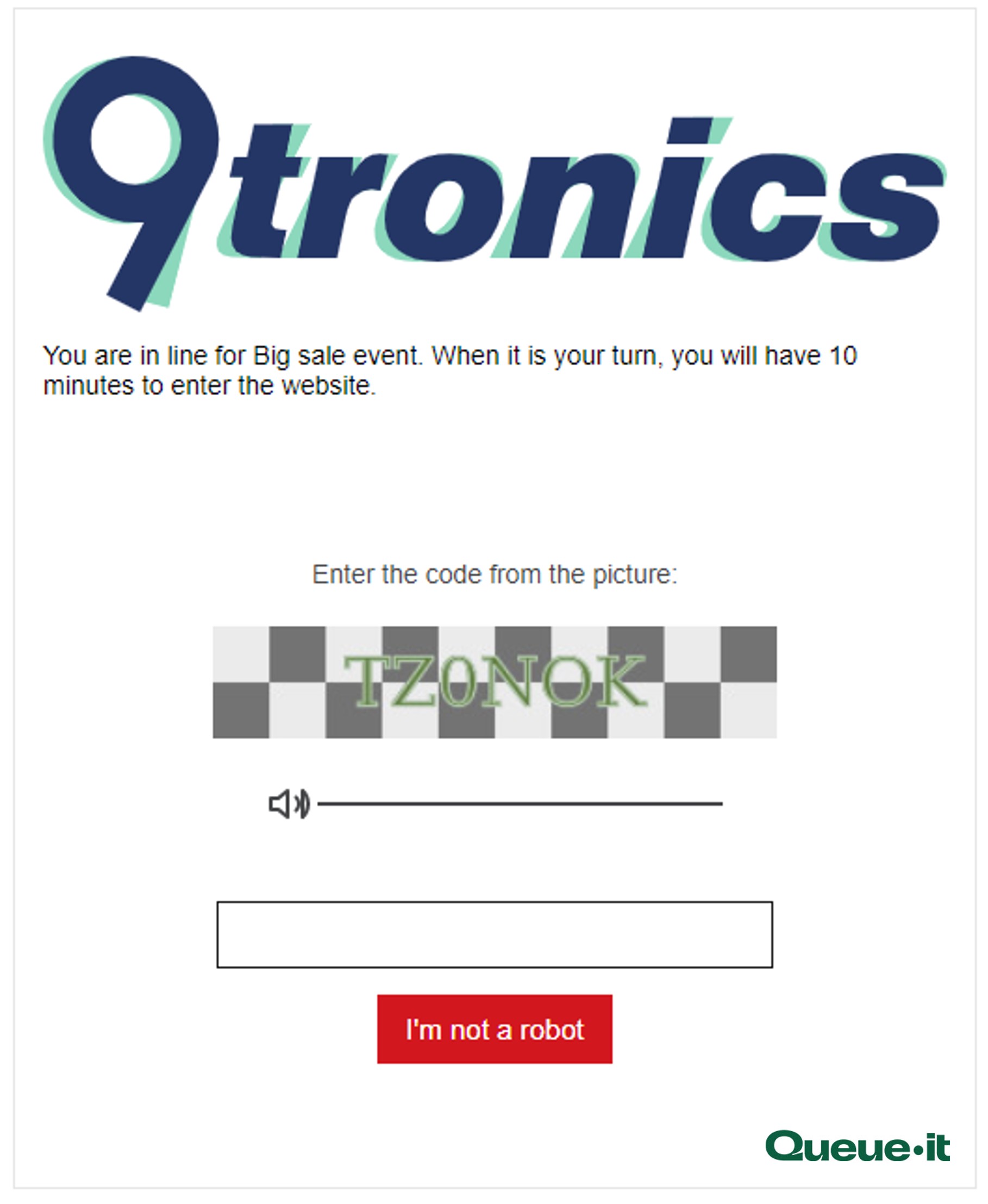 Queue-it CAPTCHA example