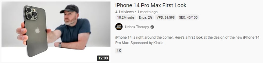 Youtube video: "iPhone 14 Pro Max First Look"