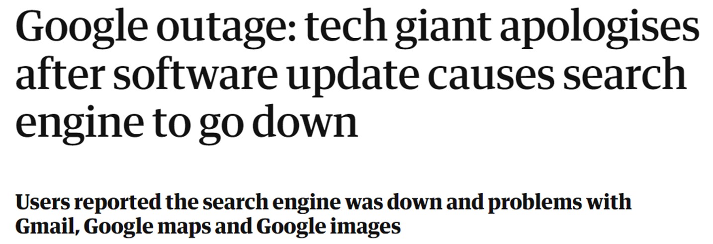 Headline about Google Outage