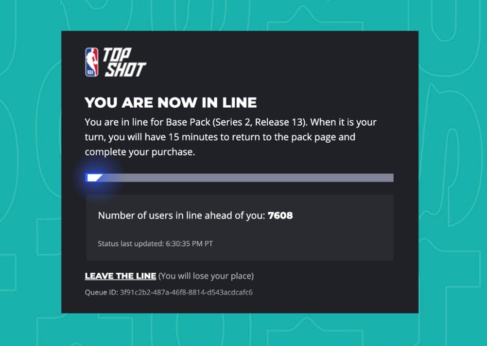 NBA top shot queue virtual waiting room