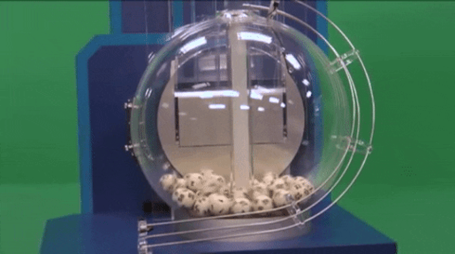 GIF of lottery balls being randomized