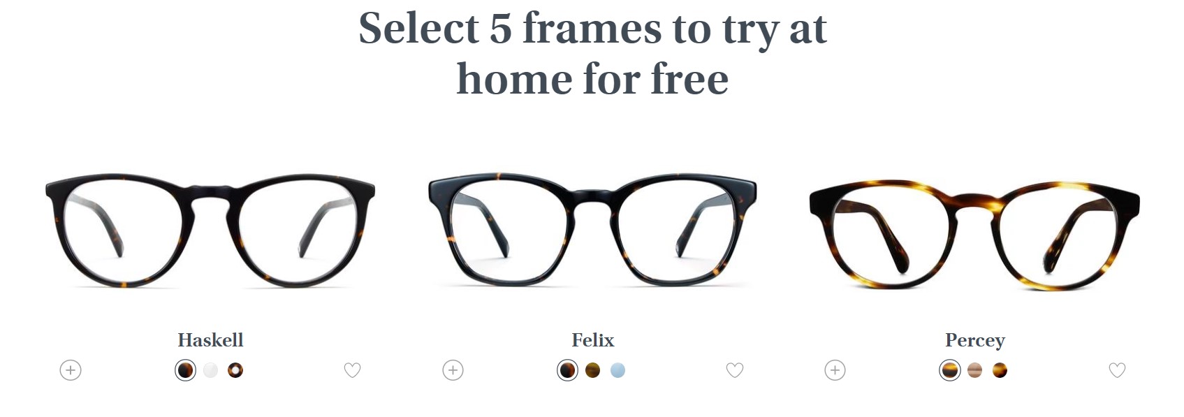 warby parker glasses selection 