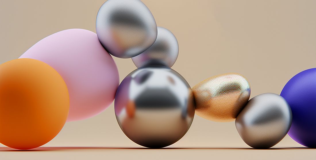Abstract multi-colored spheres lining up