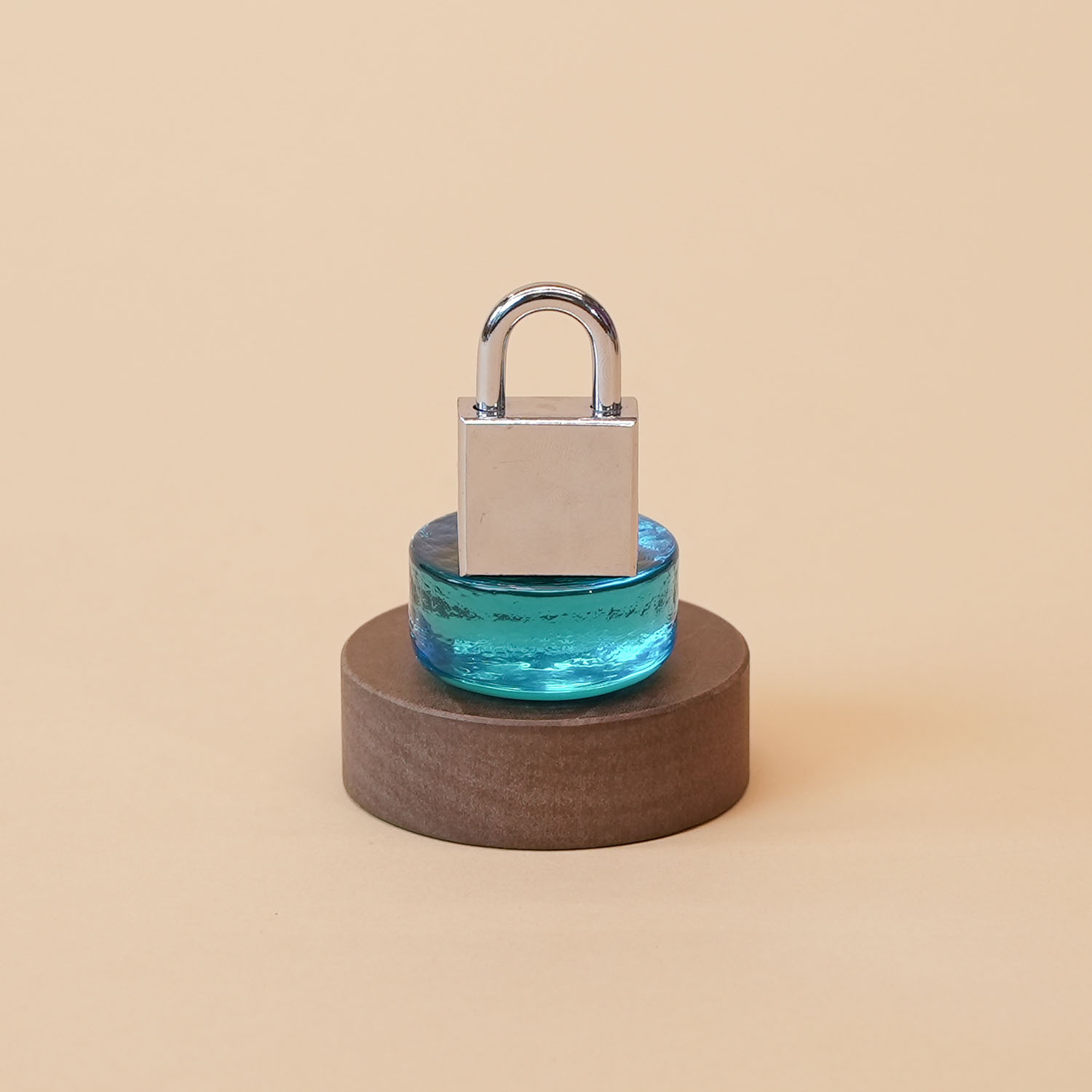 Padlock on abstract shapes