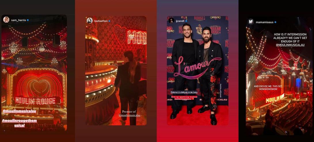 Moulin Rouge Premiere influencer stories