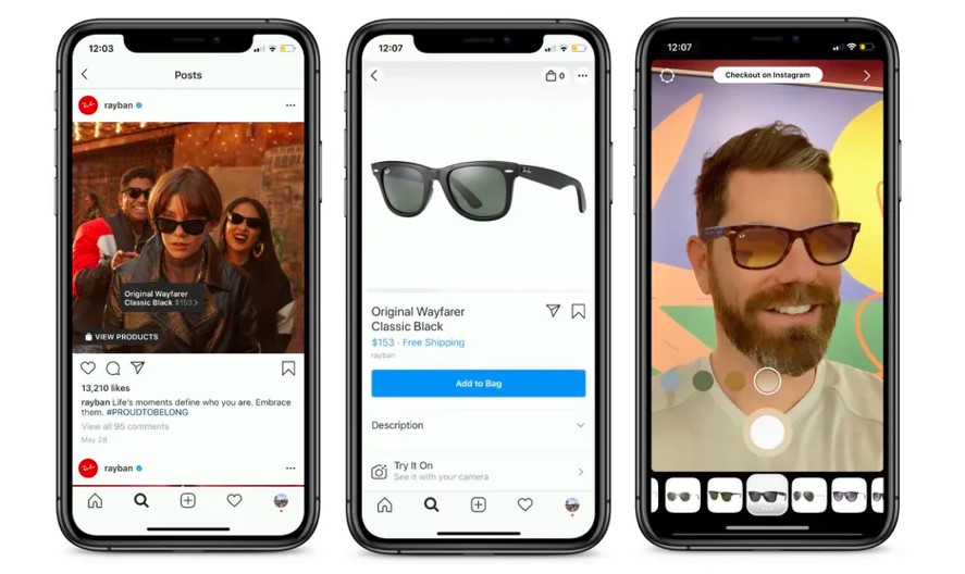 mobile instagram augmented reality sunglasses