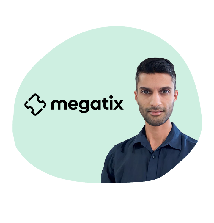 Roshan portrait with Megatix logo