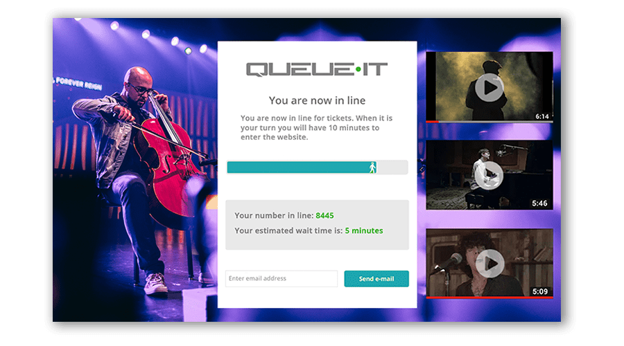 Queue page for concert with embedded videos