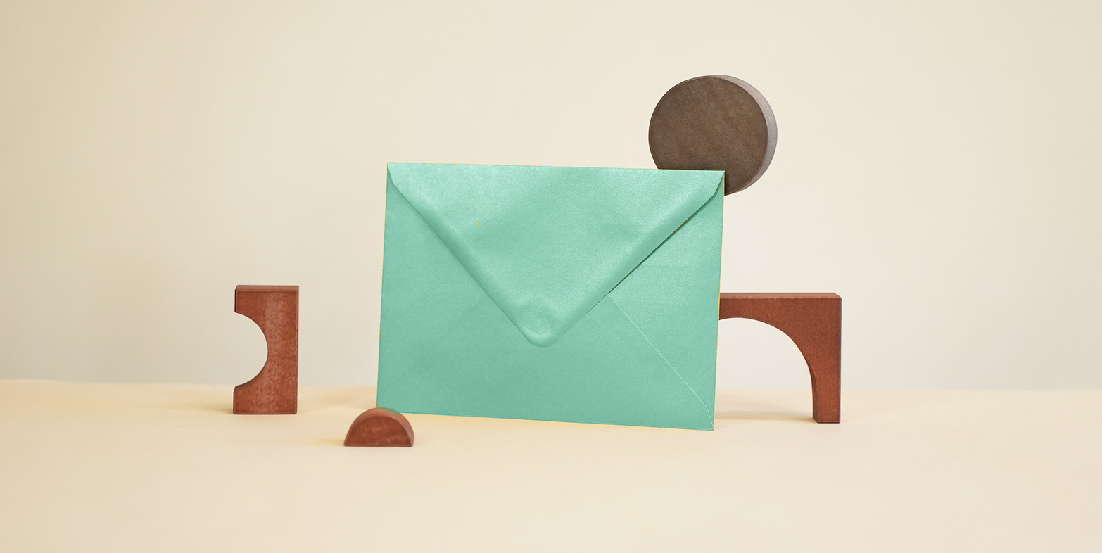 green envelope with shapes