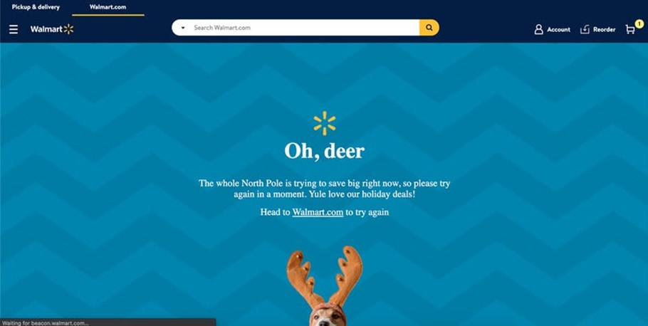 Walmart crashed site page