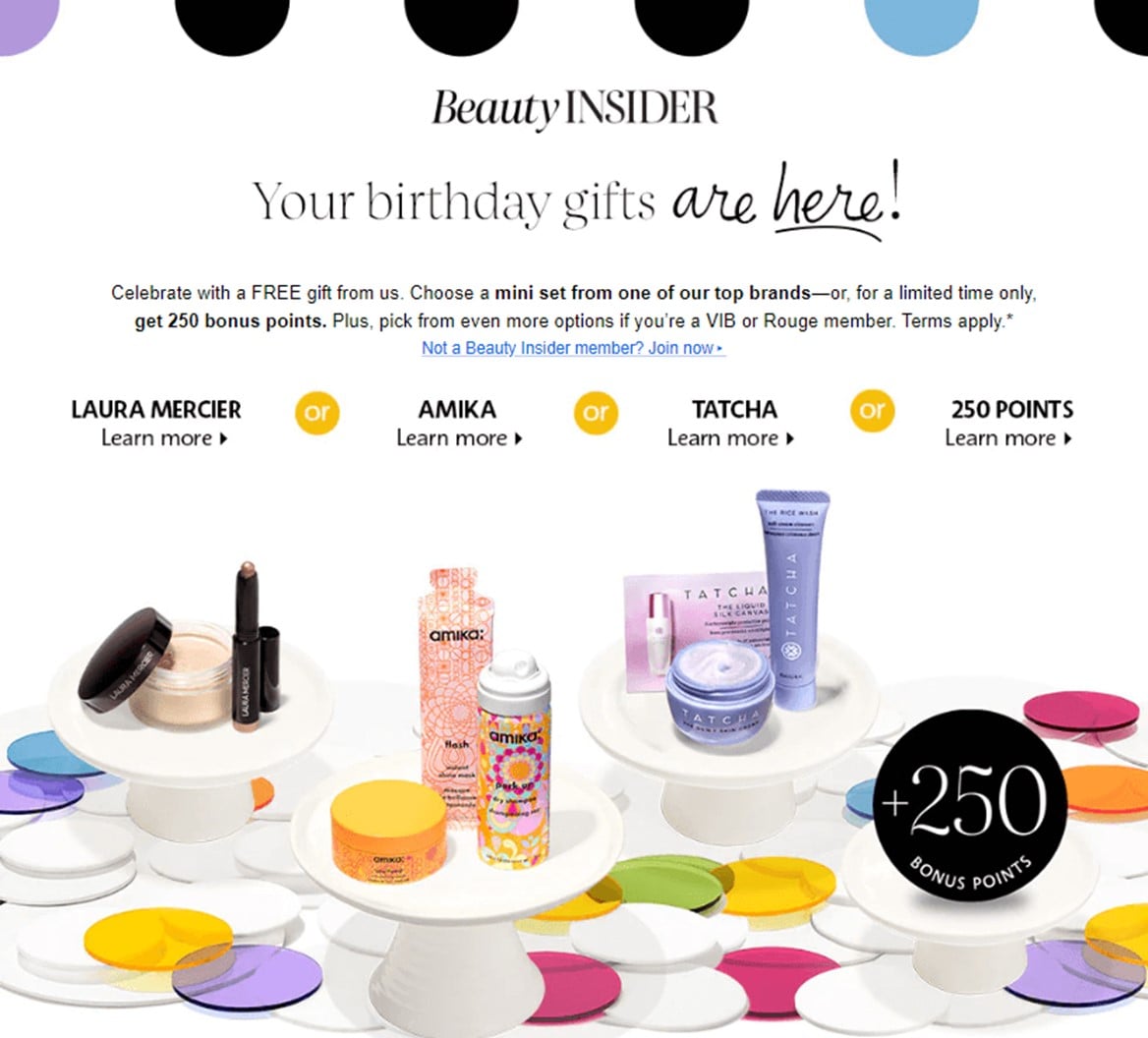 Sephora Beauty access birthday gifts