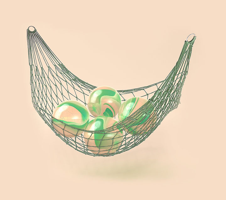 green ball in safety net