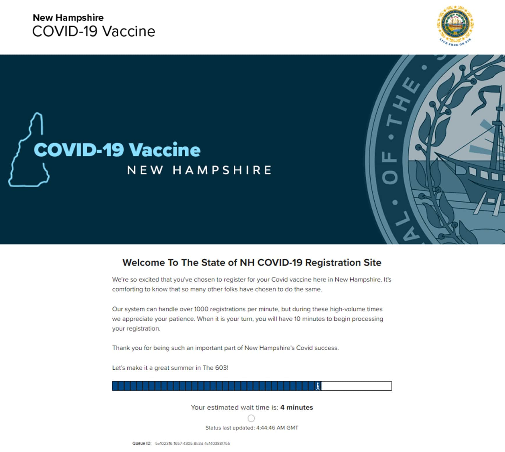 New Hampshire vaccination online queue