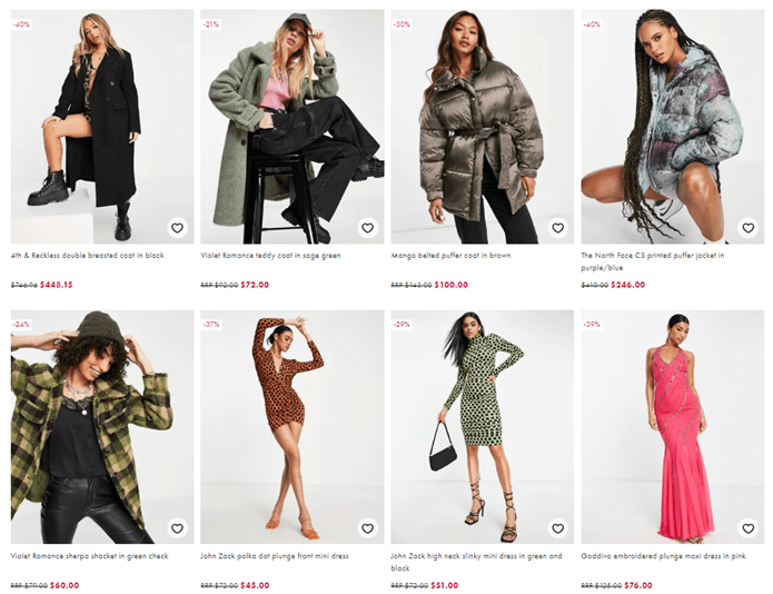 ASOS product page consistent imagery