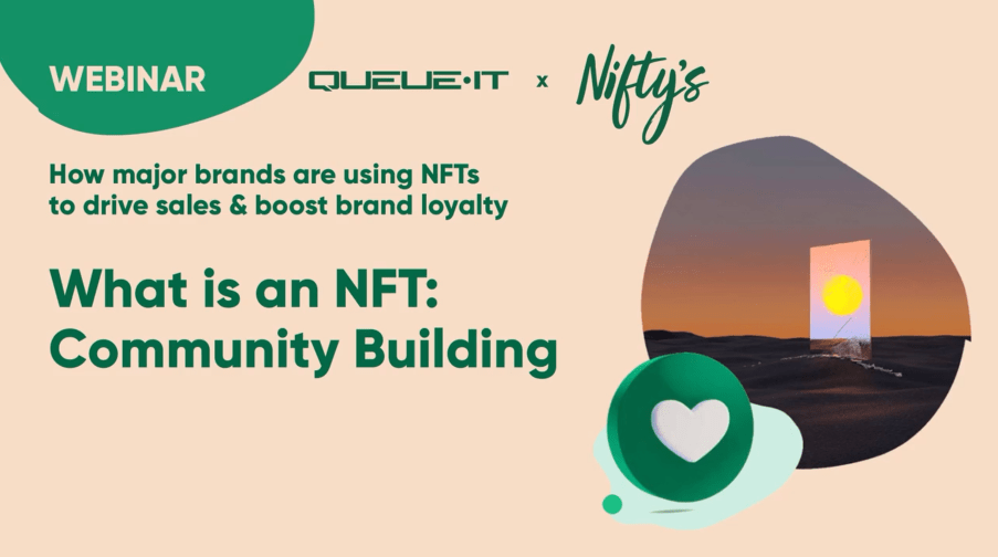 Webinar title page with text "What is an NFT: community building"