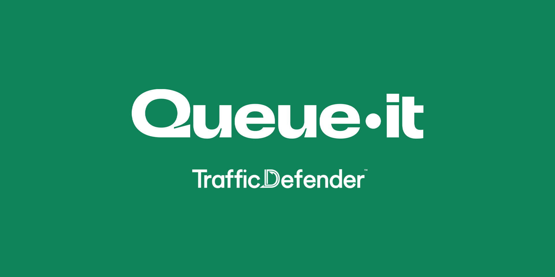Queue-it & TrafficDefender logos on green background 