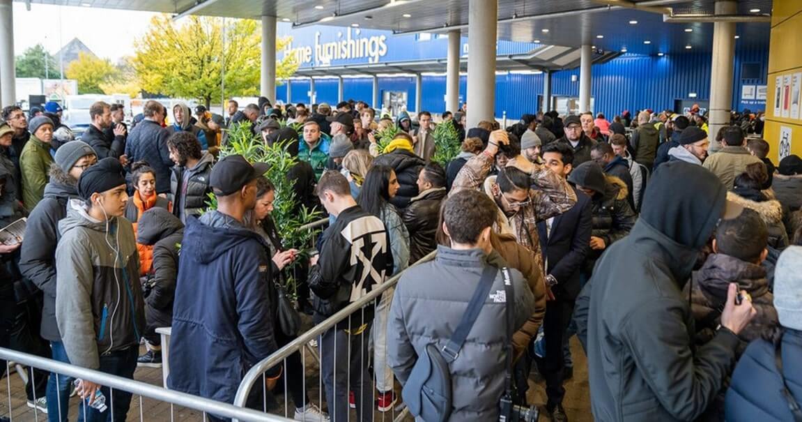 Lines outside IKEA for Virgil Abloh collection