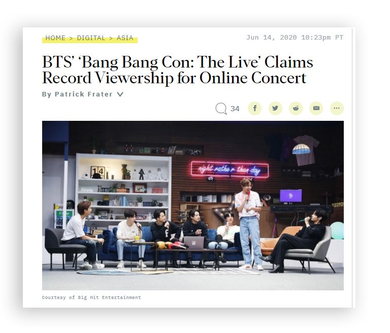 BTS online streaming concert Bang Bang Con news clipping