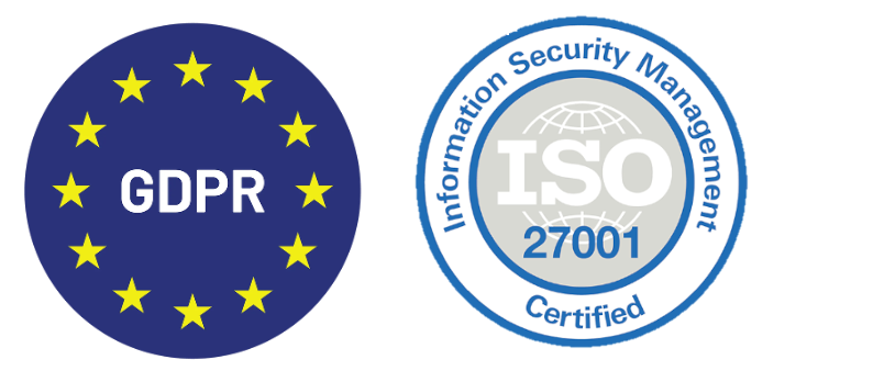 Compliance logos GDPR and ISO certification