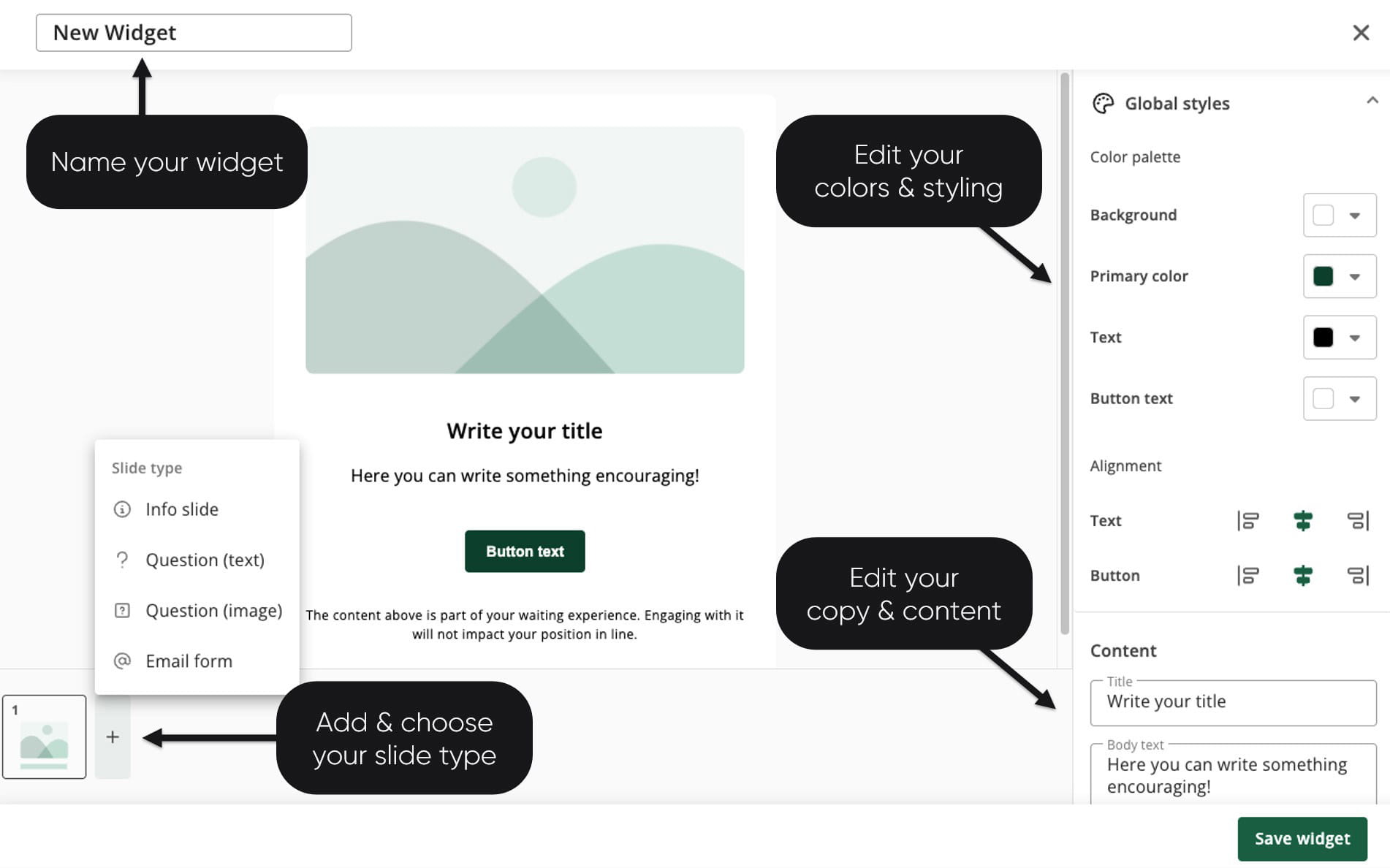 Customize your widget