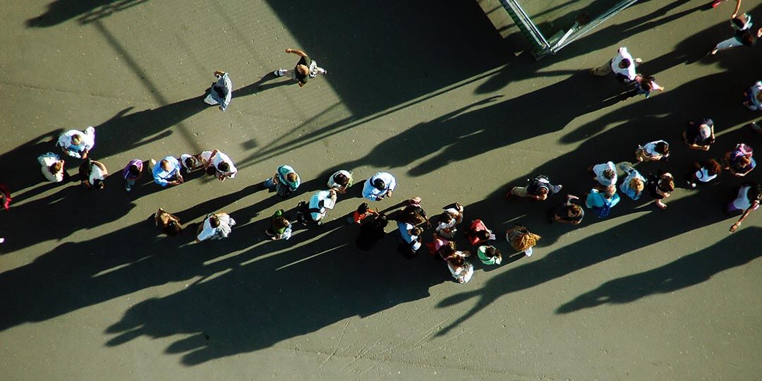 people queuing