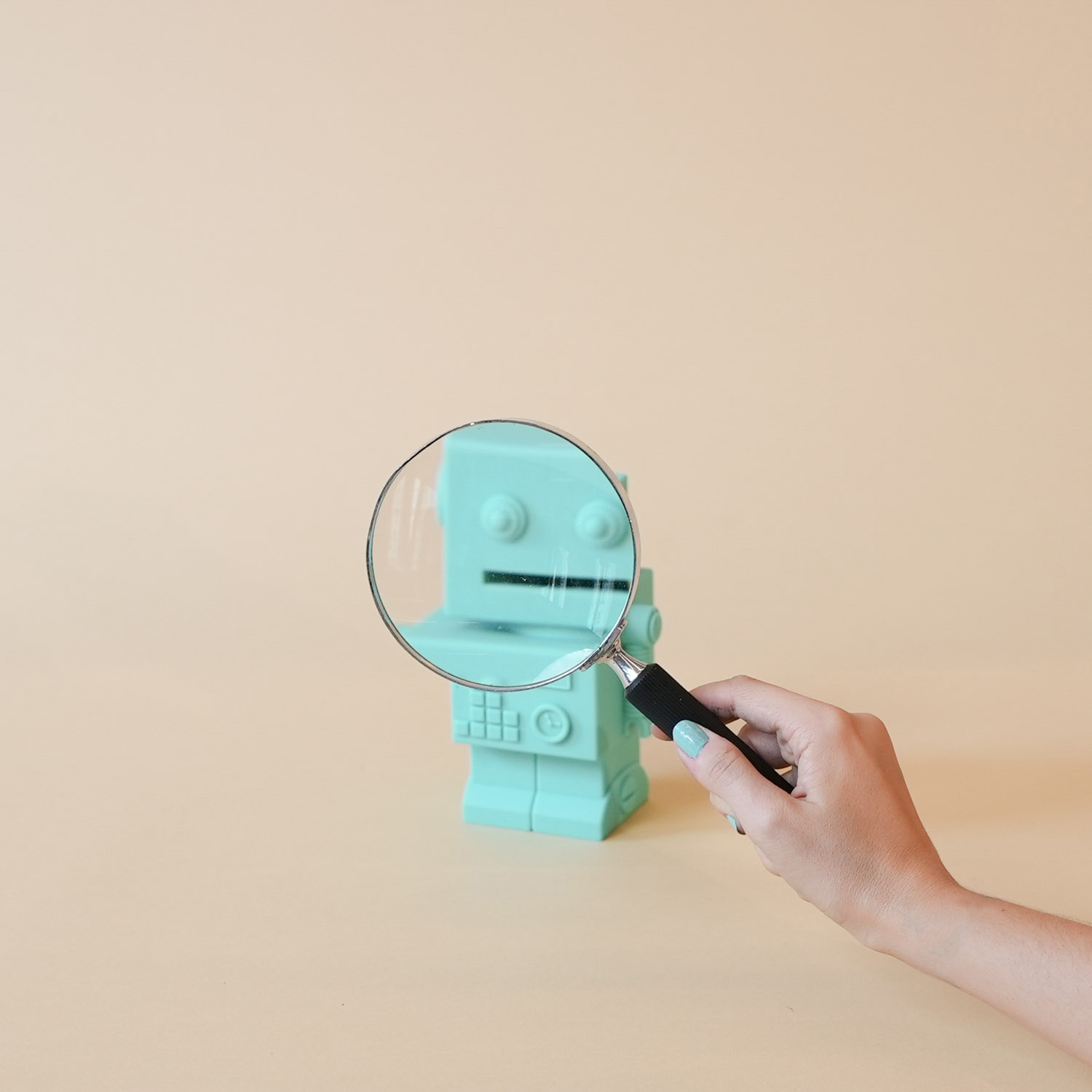 Bot in magnifying glass