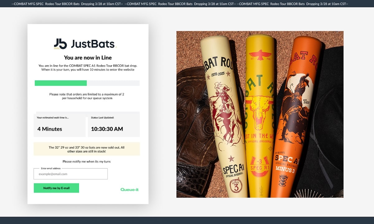JustBats queue page