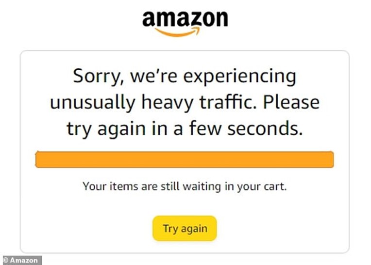 Amazon website crash due to high traffic