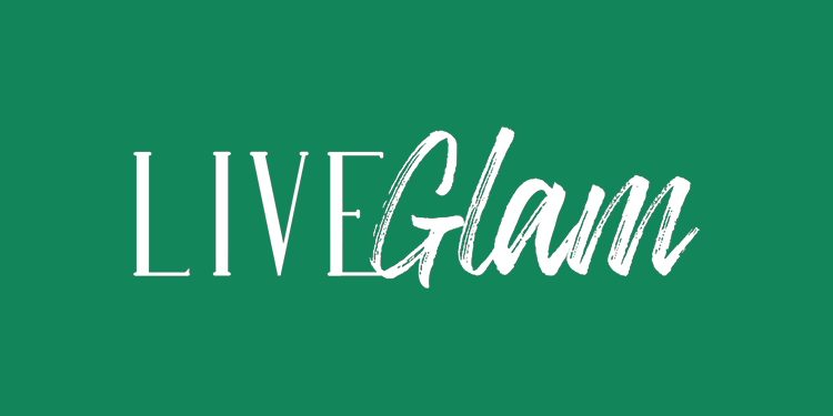 liveglam logo on dark green background