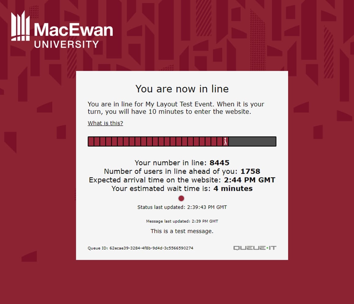 MacEwan University course enrollment queue page