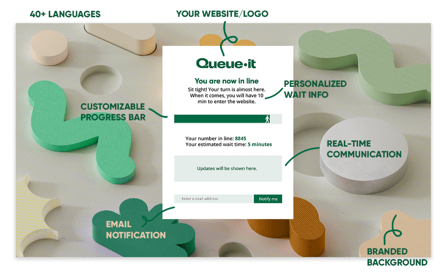 Queue-it's virtual waiting room customized queue page