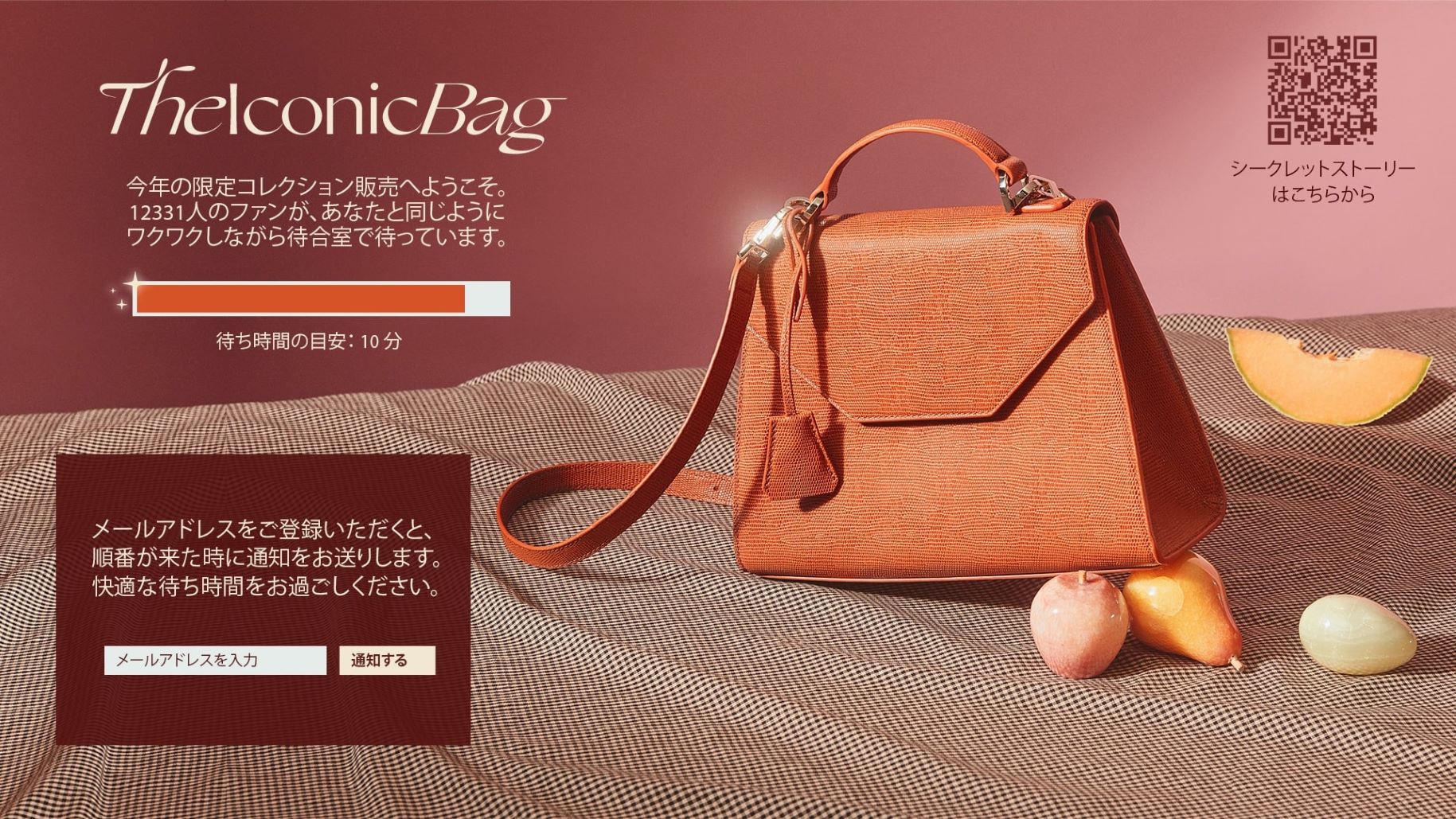 Luxury bag queue page