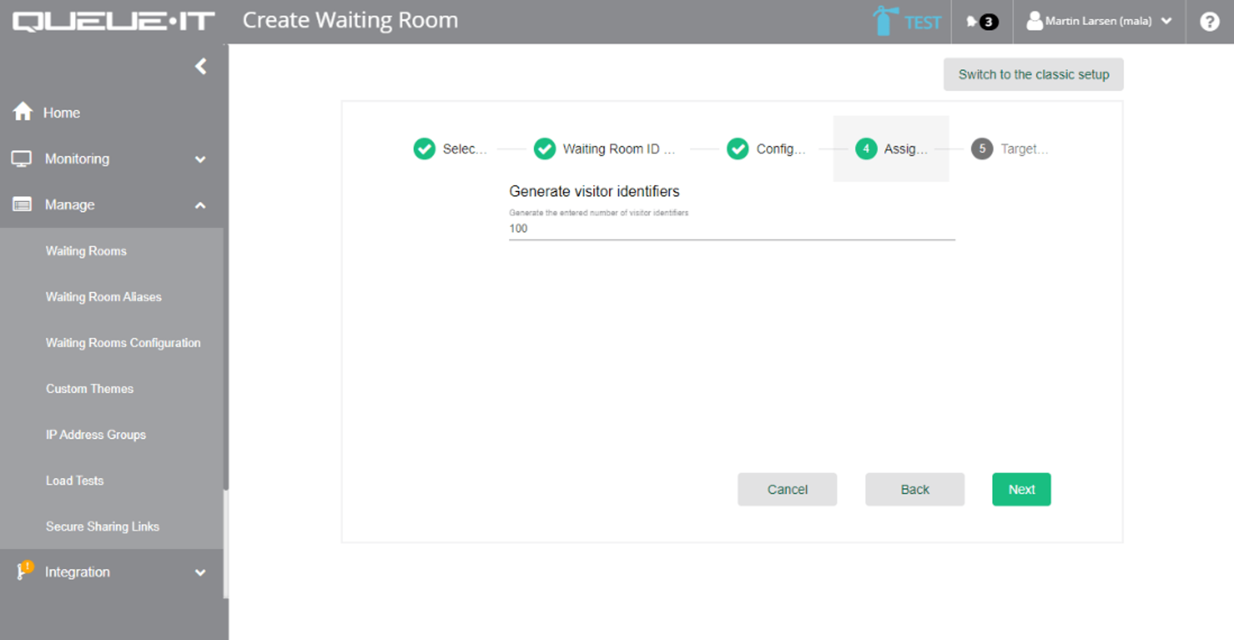 Generating visitor identifiers for an invite-only waiting room