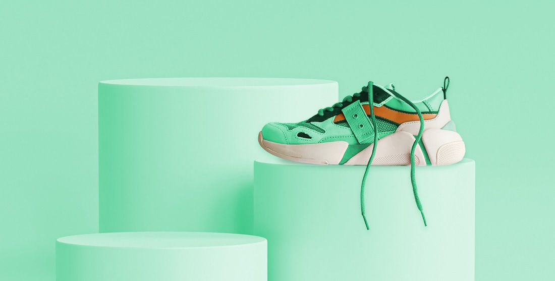 Sneaker with green background