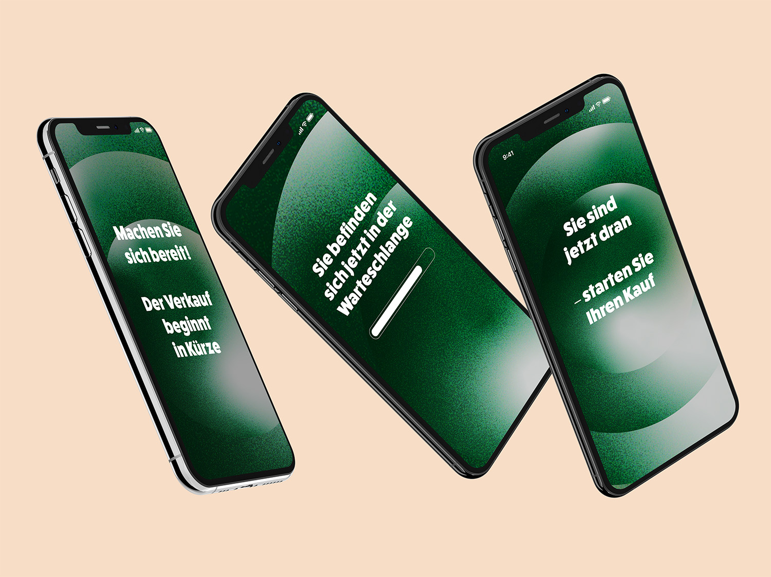 3d iphones hovering with queue pages displayed