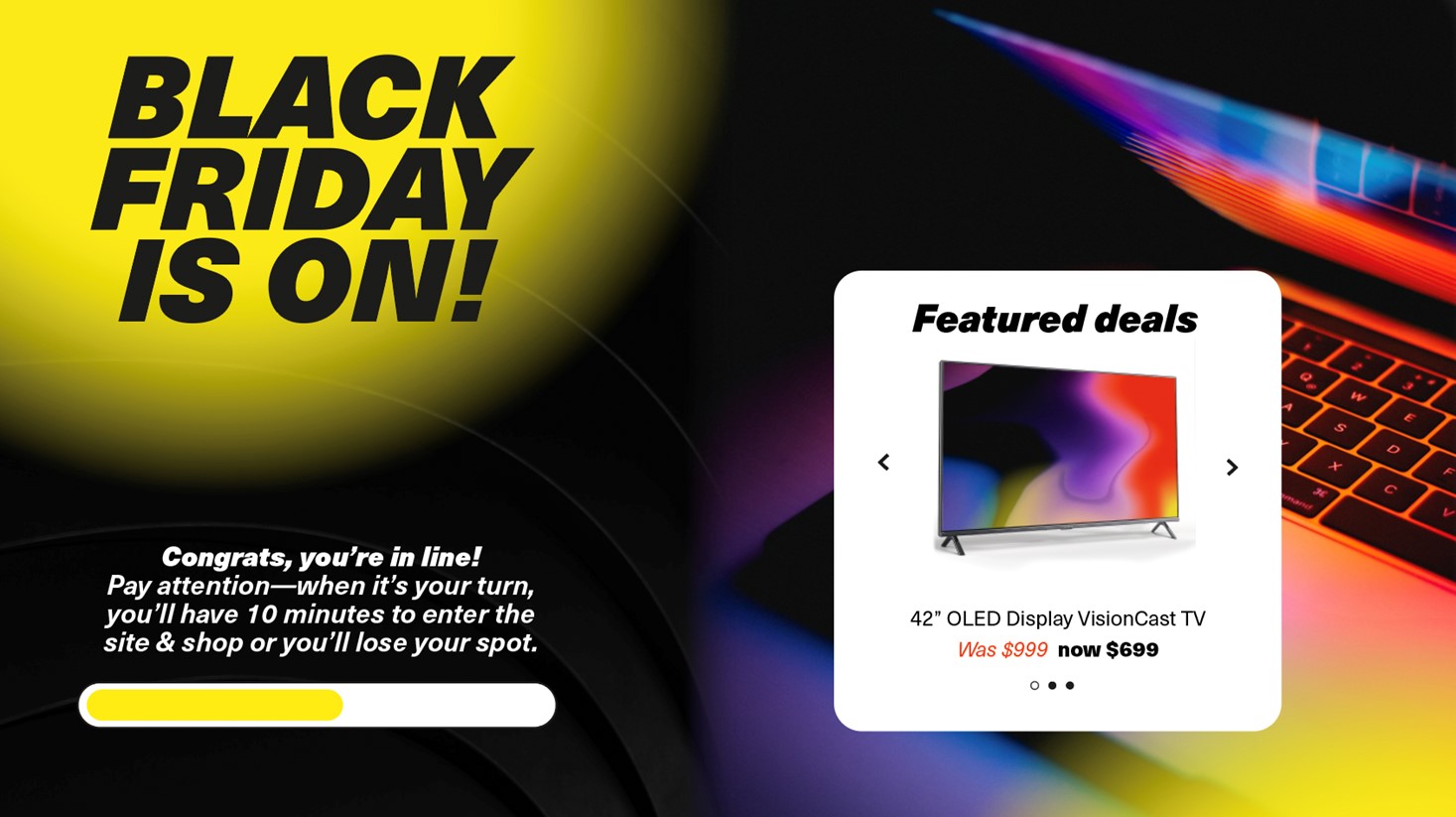 Black Friday queue page with highlighted retail media example