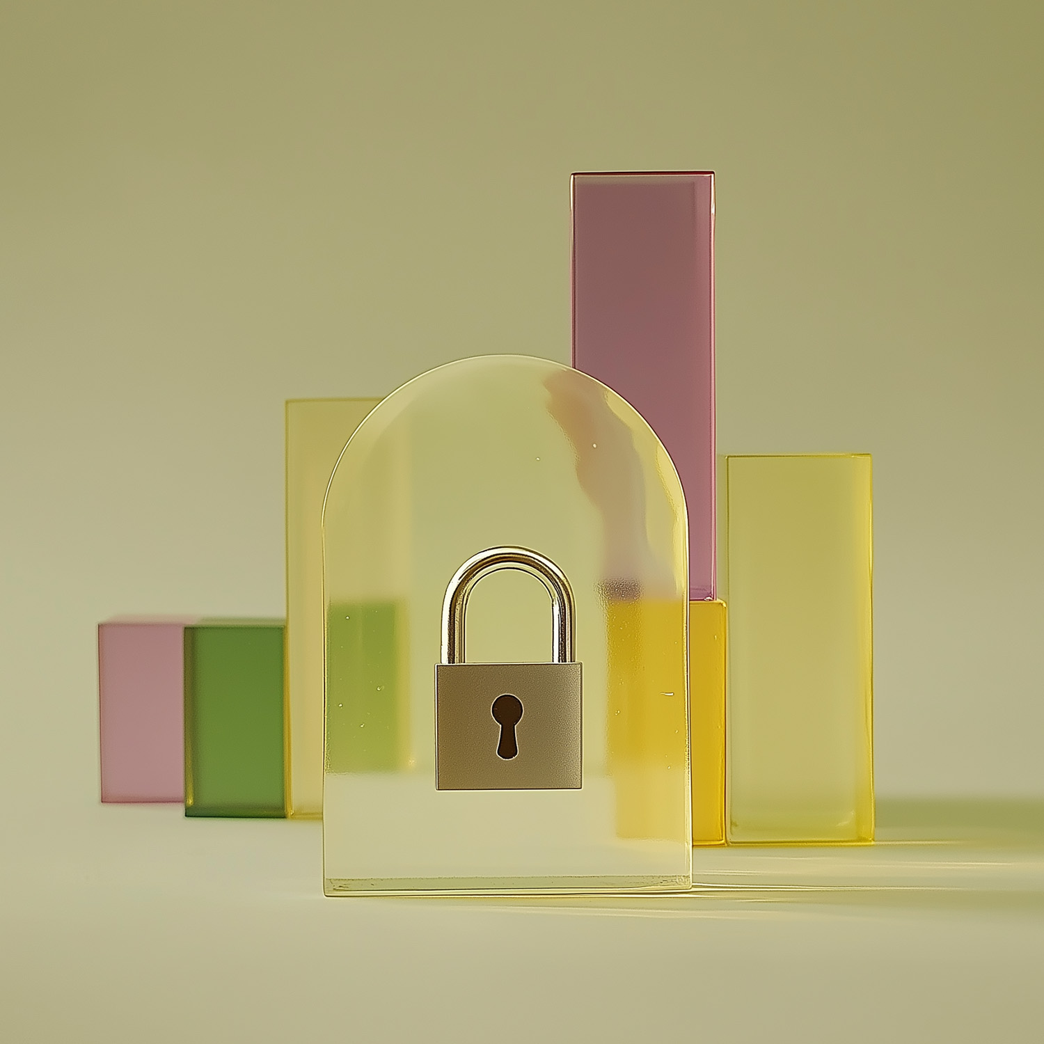 Padlock on abstract shapes