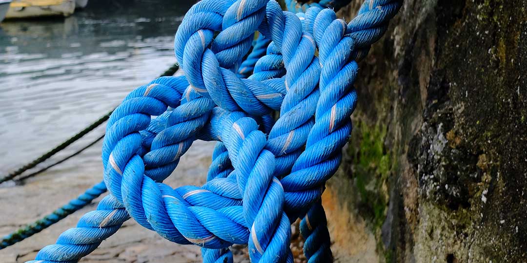 knot made of blue rope