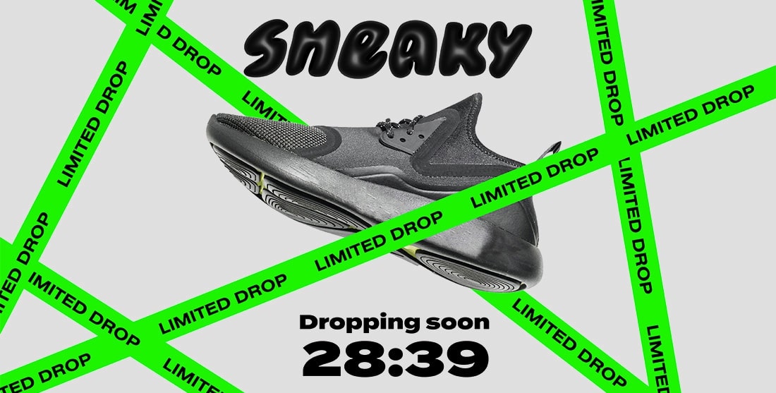 Queue page with sneaker and "dropping soon"